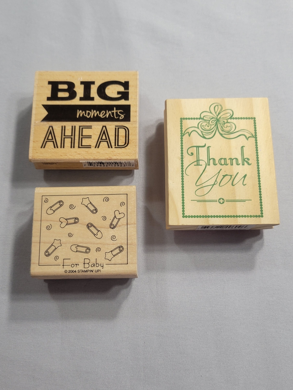 Thank You & Big Moments Wood Stamp Set - Natural Wood Set Of 3 Baby Shower Theme